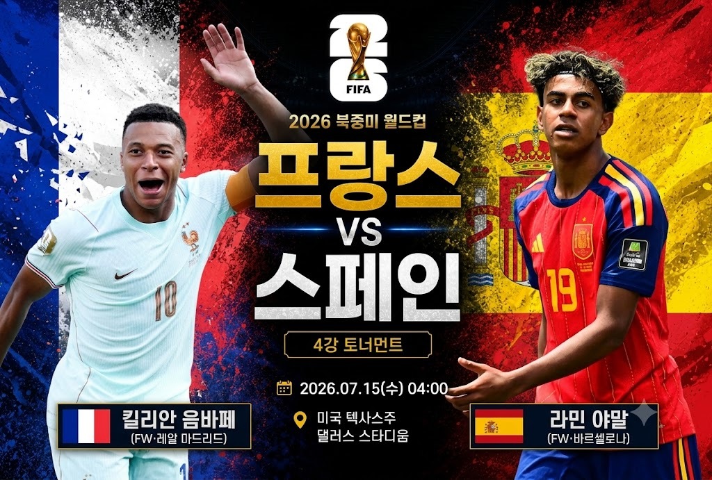 07/15 04:00 경기 FIFA 북중미 월드컵 4강 #연장, 승부차기 포함# 프랑스 vs 스페인 2