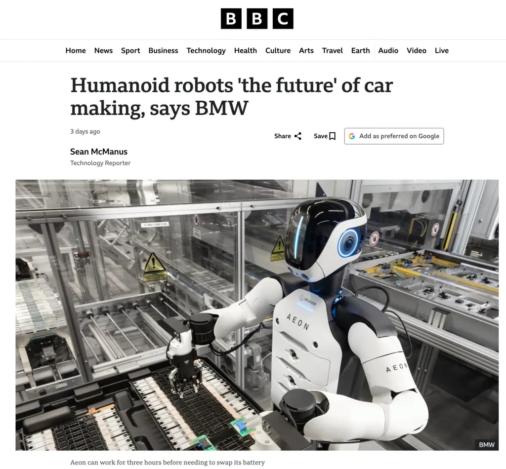 BMW에 따르면, 인간형 로봇이 자동차 제조의 ‘미래’가 될 것이다. 1