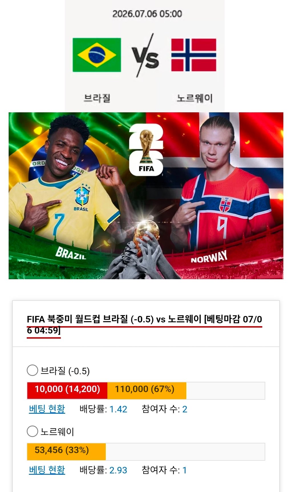 브라질 승에 슬쩍