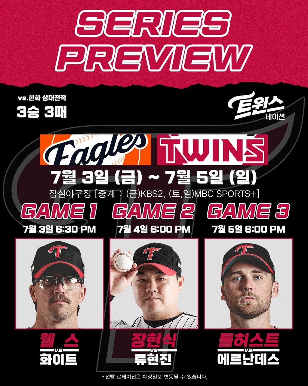 07/04 18:00 경기 KBO #연장포함# LG트윈스 (+0.5) vs 한화이글스 2