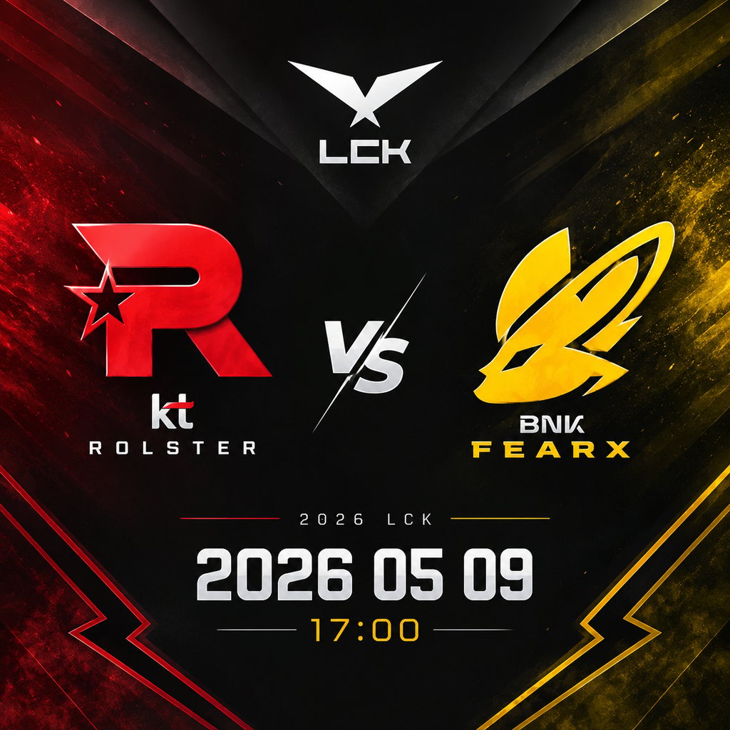 05/09 17:00 경기 LCK KT롤스터 (-1.5) vs BNK피어엑스 2