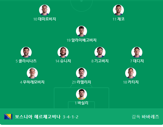 보스니아 라인업