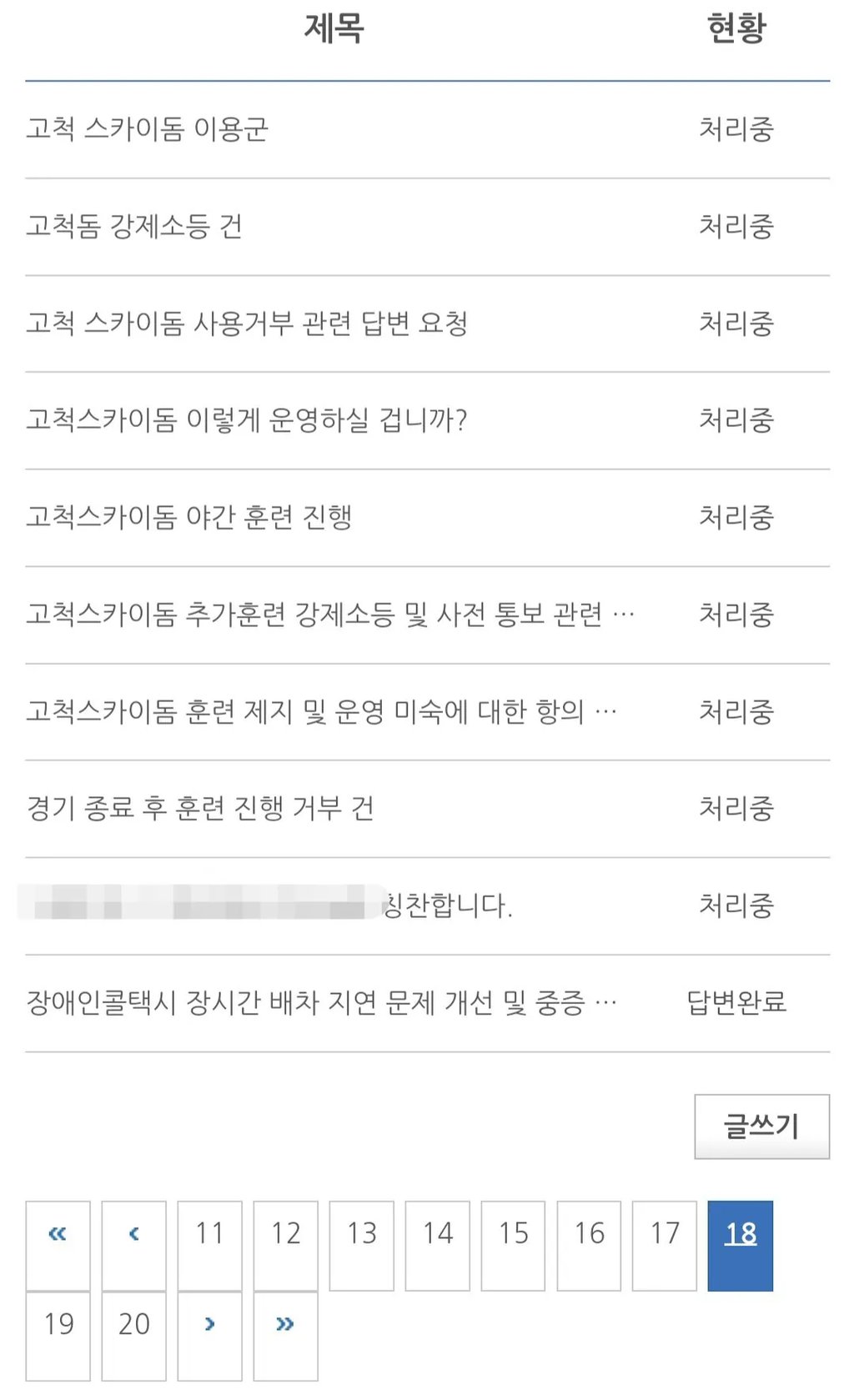 야구팬들 고척돔 항의 18페이지 돌파