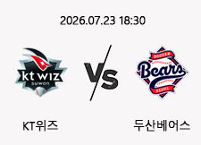 7/23 18:30 경기 KBO #연장포함# KT위즈 (+0.5) vs 두산베어스 1
