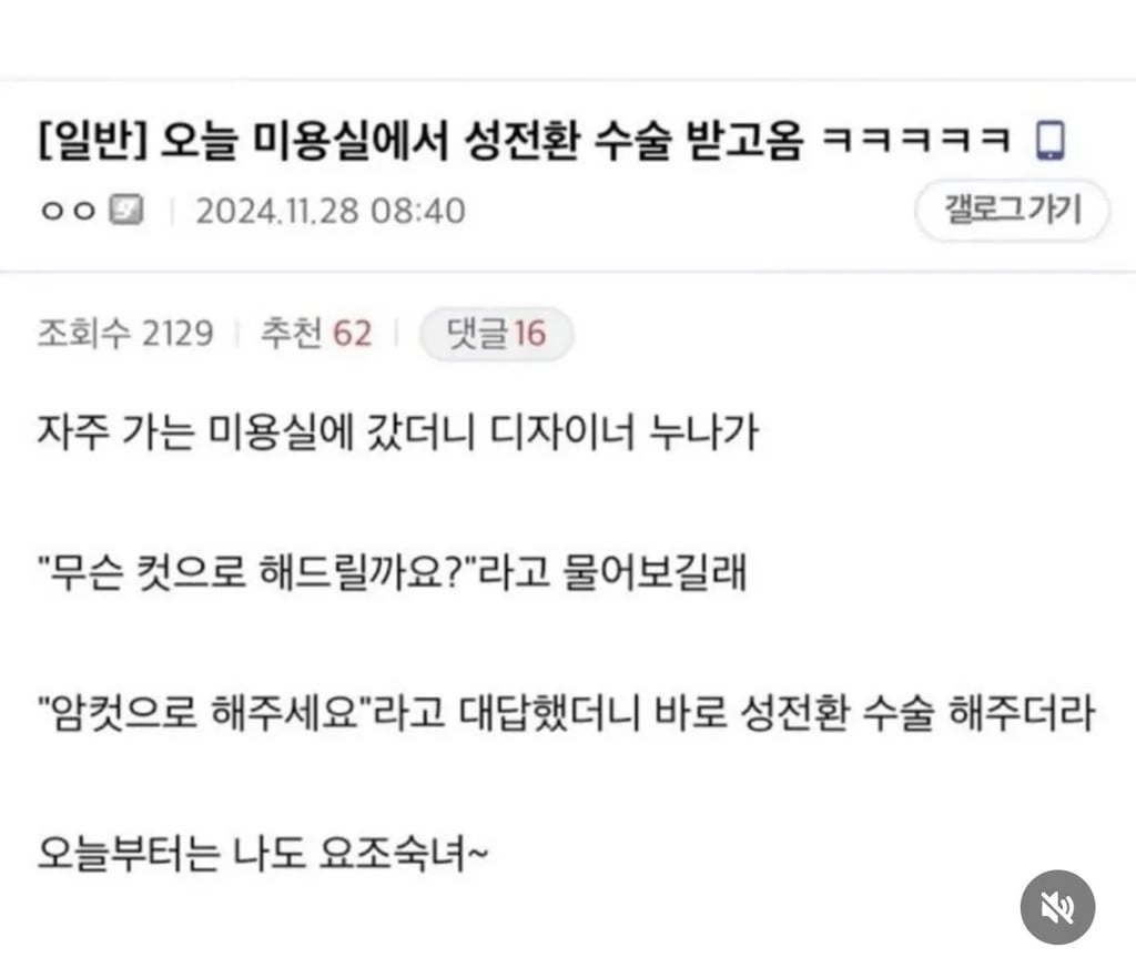 미용실에서 성전환 수술 받은 디씨인