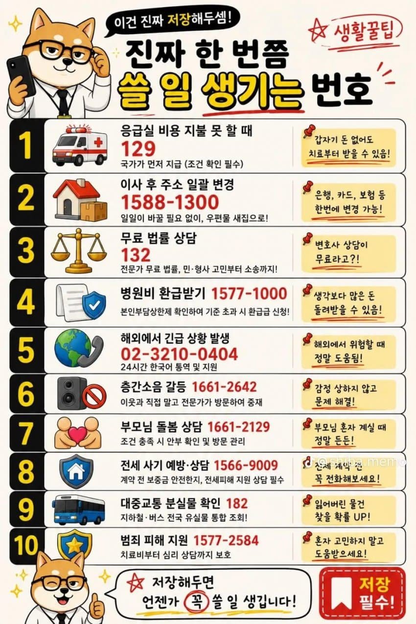 살면서 언젠간 쓸 번호들