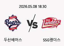 05/08 18:30 경기 KBO #연장포함# 두산베어스 (-0.5) vs SSG랜더스 1