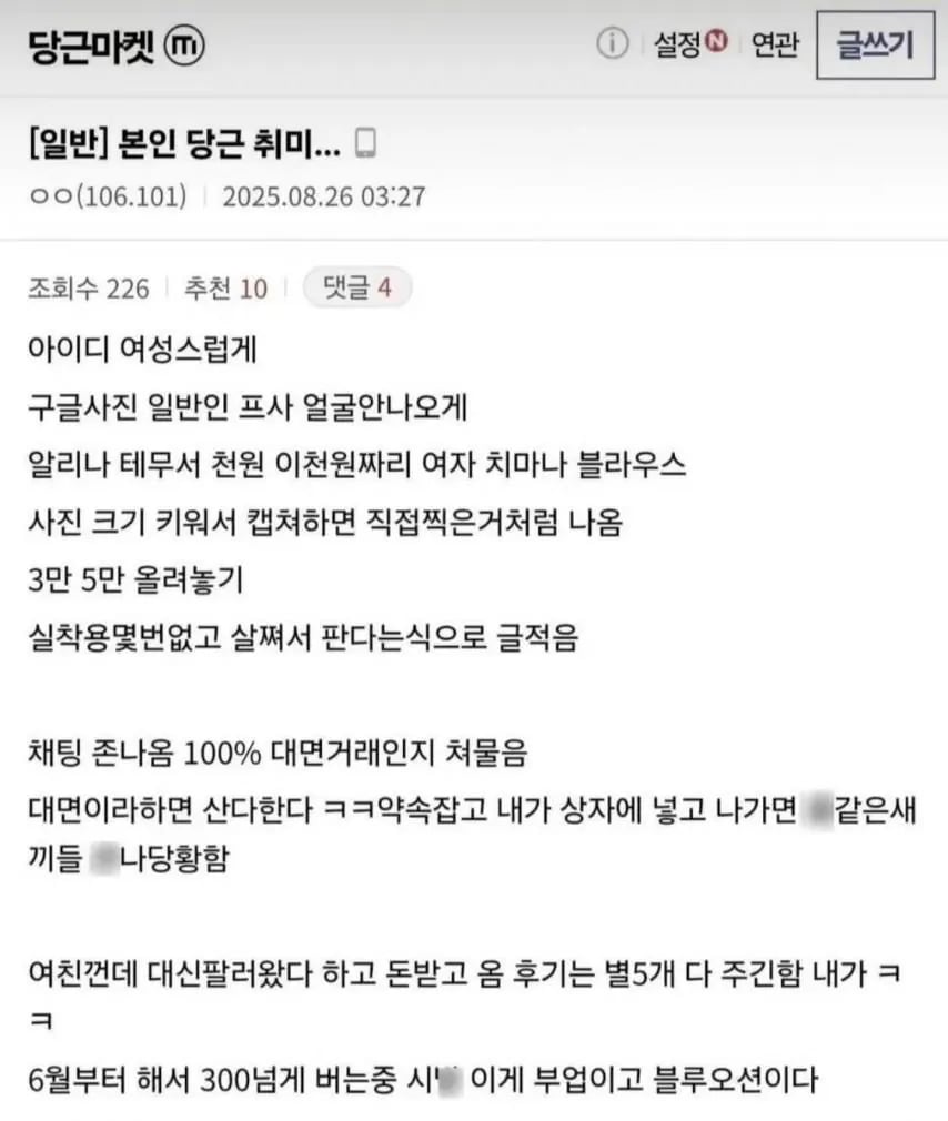 당근으로 월 300 버는 사람