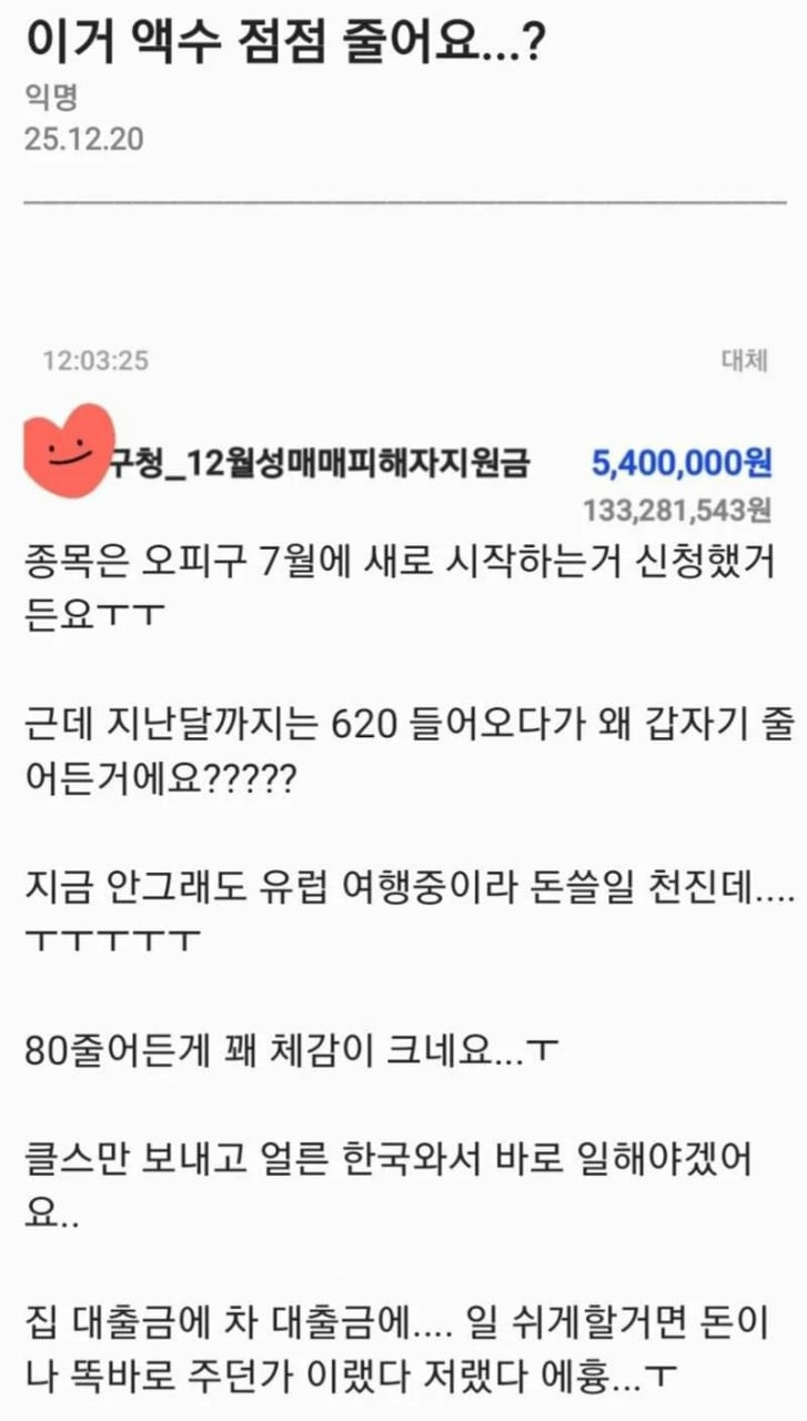창녀 지원금 근황