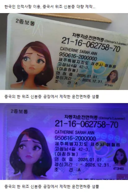 중국의 위조 면허증 수준
