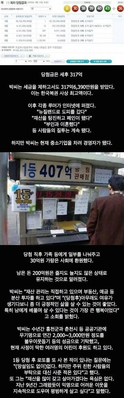 로또 역대 최고액 당첨자의 이야기 2