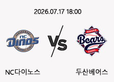 7/17 18:00 경기 KBO #연장포함# NC다이노스 (+0.5) vs 두산베어스 1
