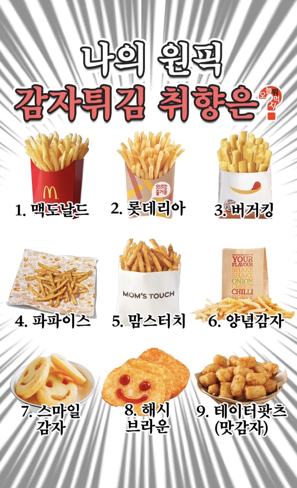 나의 감자튀김 취향 알아보기