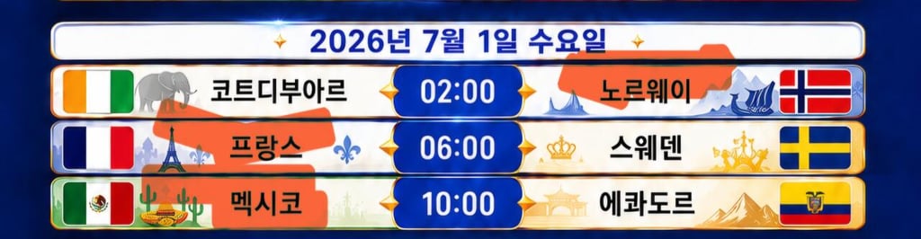 내일 월드컵 경기들