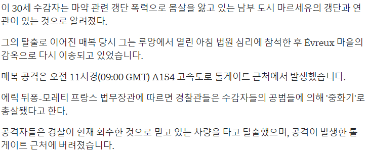 프랑스 죄수이동중에 갱단 습격으로 교도관 살해 후 탈옥ㄷㄷㄷ 4