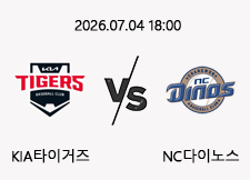 07/04 18:00 경기 KBO #연장포함# KIA타이거즈 (+1.5) vs NC다이노스 1