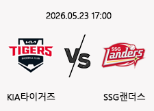 05/23 17:00 경기 KBO #연장포함# KIA타이거즈 (-0.5) vs SSG랜더스 1