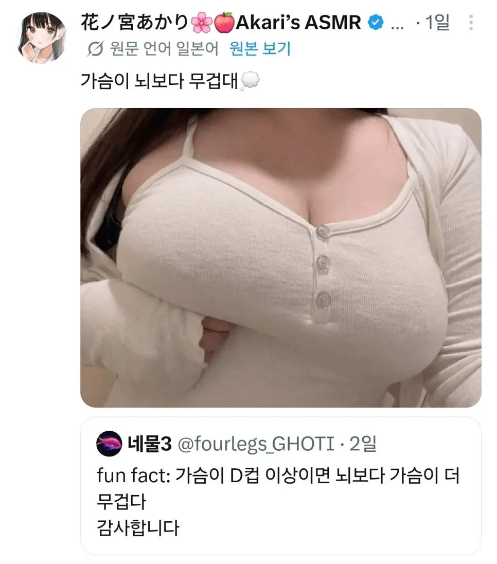 가슴이 뇌보다 무거운여자