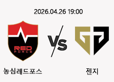 04/26 19:00 경기 LCK 농심 (+1.5) vs 젠지 1