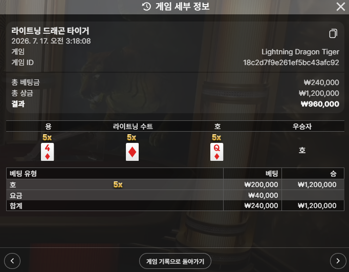 라이트닝 드래곤 타이거 5배 2