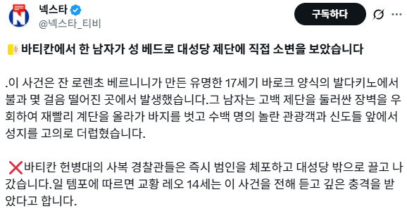 바티칸 성 베드로 대성당서 벌어진 충격적인 소변 테러 3