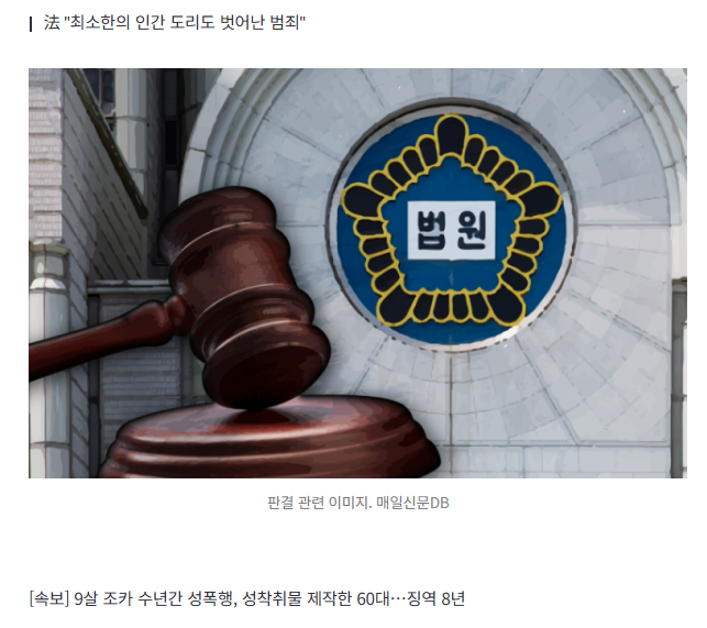 [속보] 9살 조카 수년간 성폭행, 성착취물 제작한 60대…징역 8년
