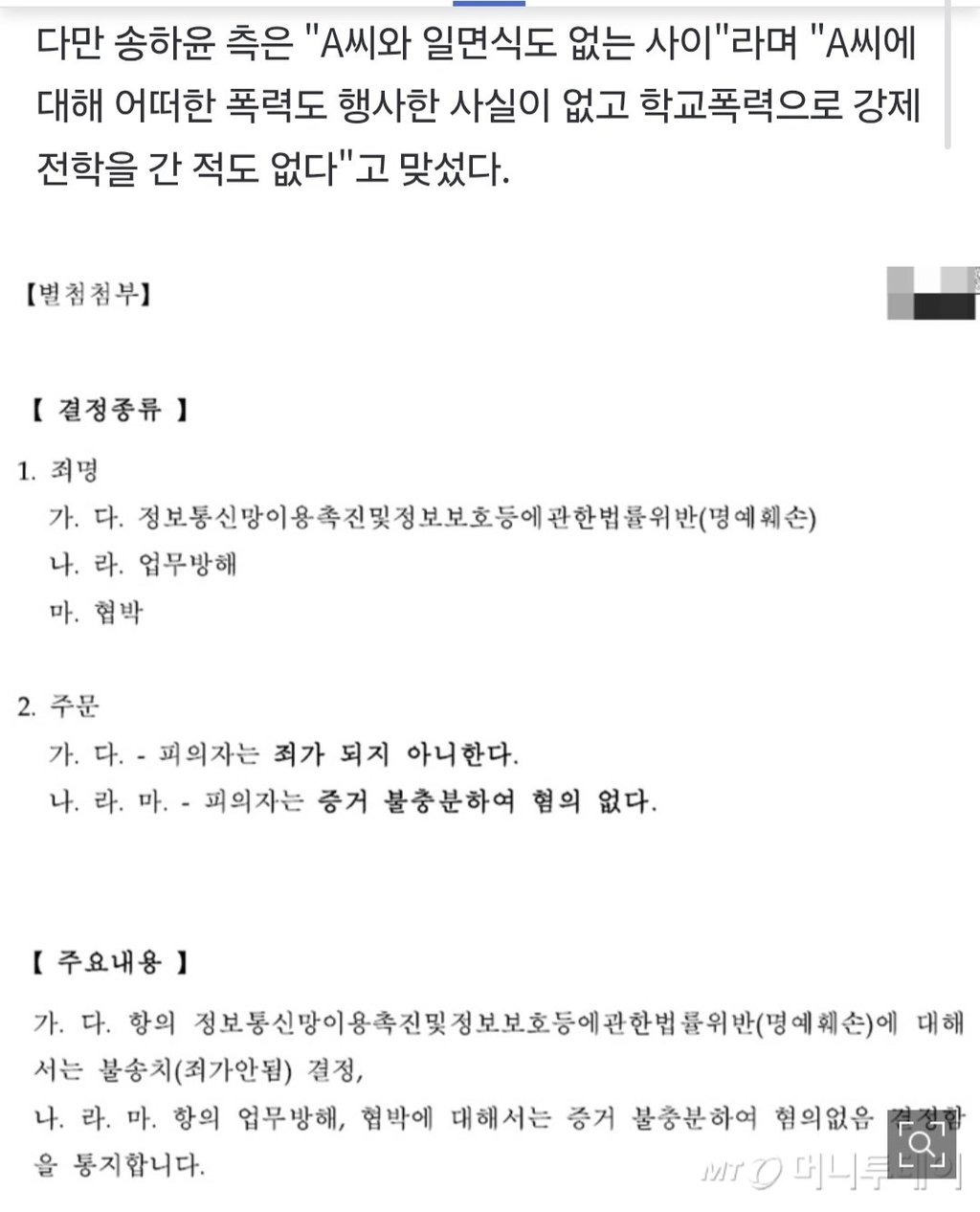 송하윤 "90분 뺨 때렸다고? 본 적도 없다"...후배 고소했지만 '무혐의' 3