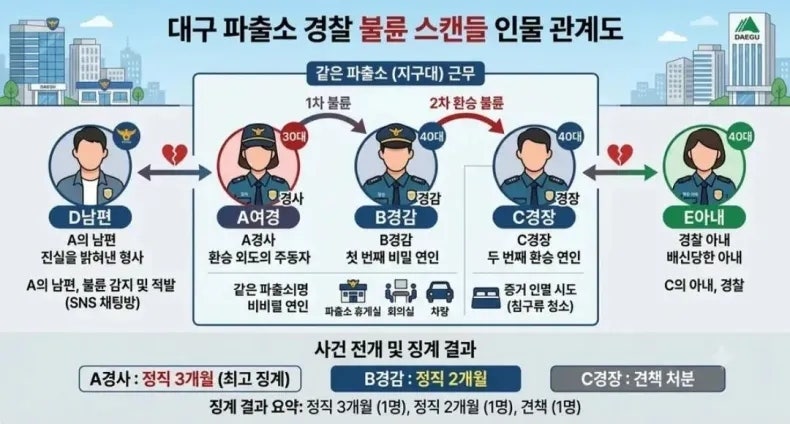 대구 파출소 불륜 스캔들 인물 관계도
