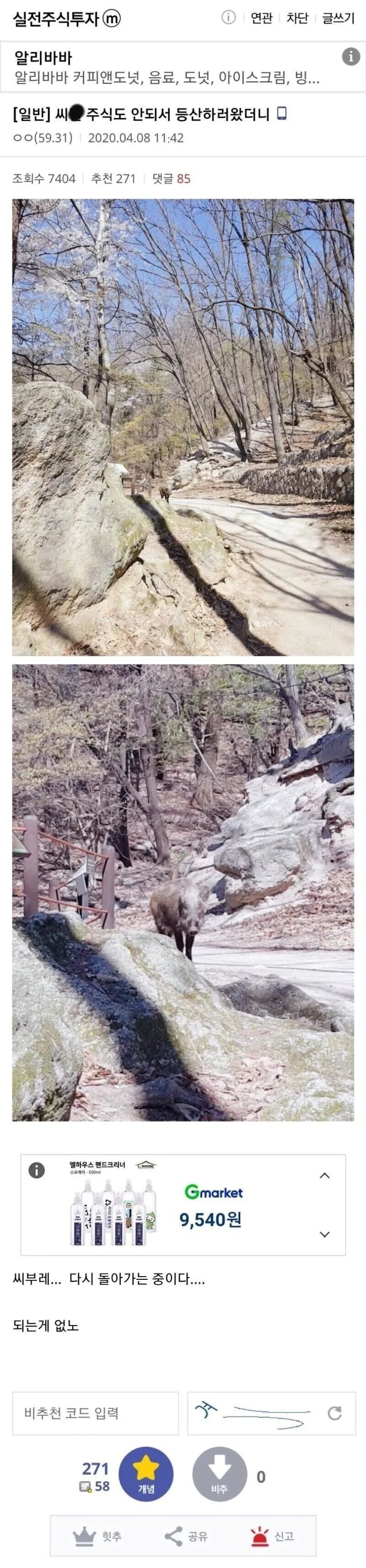 주식이 안풀려서 등산하러 온 주갤러