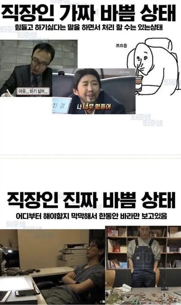 회사에서 흔한 바쁨 연기 vs 현실