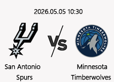 05/05 10:30 경기 NBA PO #연장포함# 샌안토니오 (-13.5) vs 미네소타 1