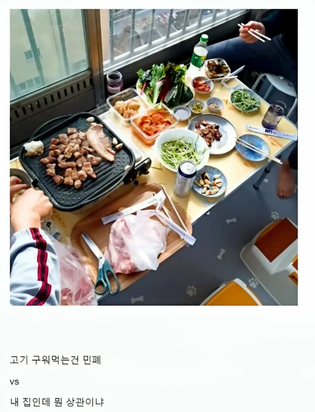 요즘 논란이라는 베란다 삼겹살