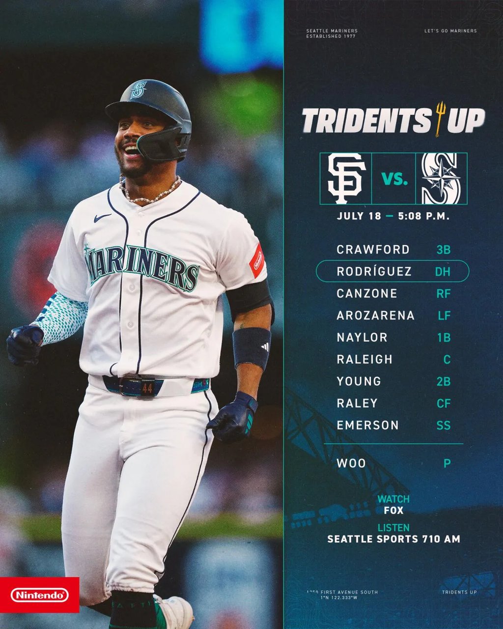MLB 샌프란시스코 vs 시애틀 라인업 (이정후 6번) 2