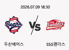 07/09 18:30 경기 KBO #연장포함# 두산베어스 (-0.5) vs SSG랜더스 1