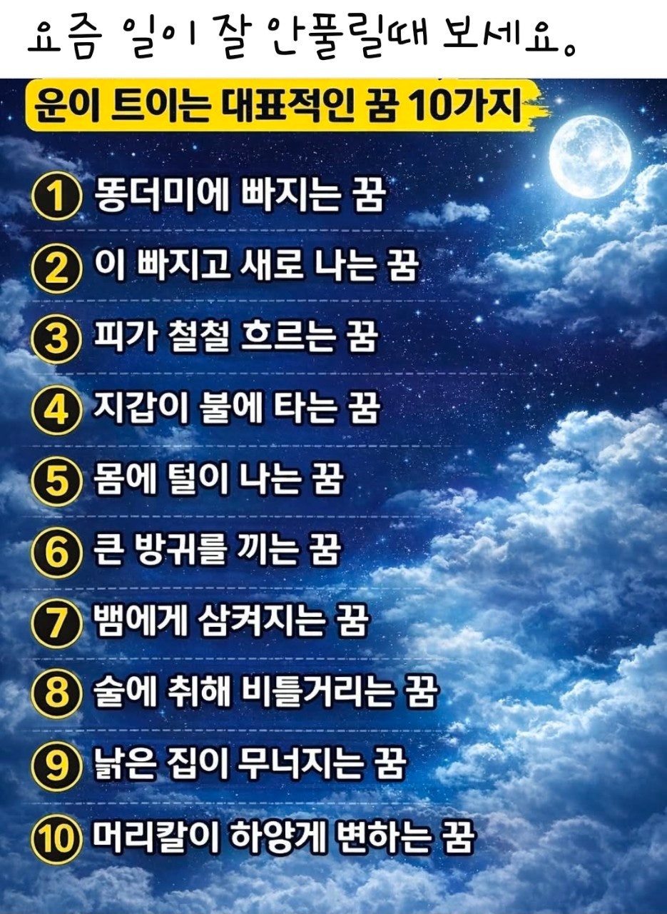 조만간 운이 트이는 꿈 10가지