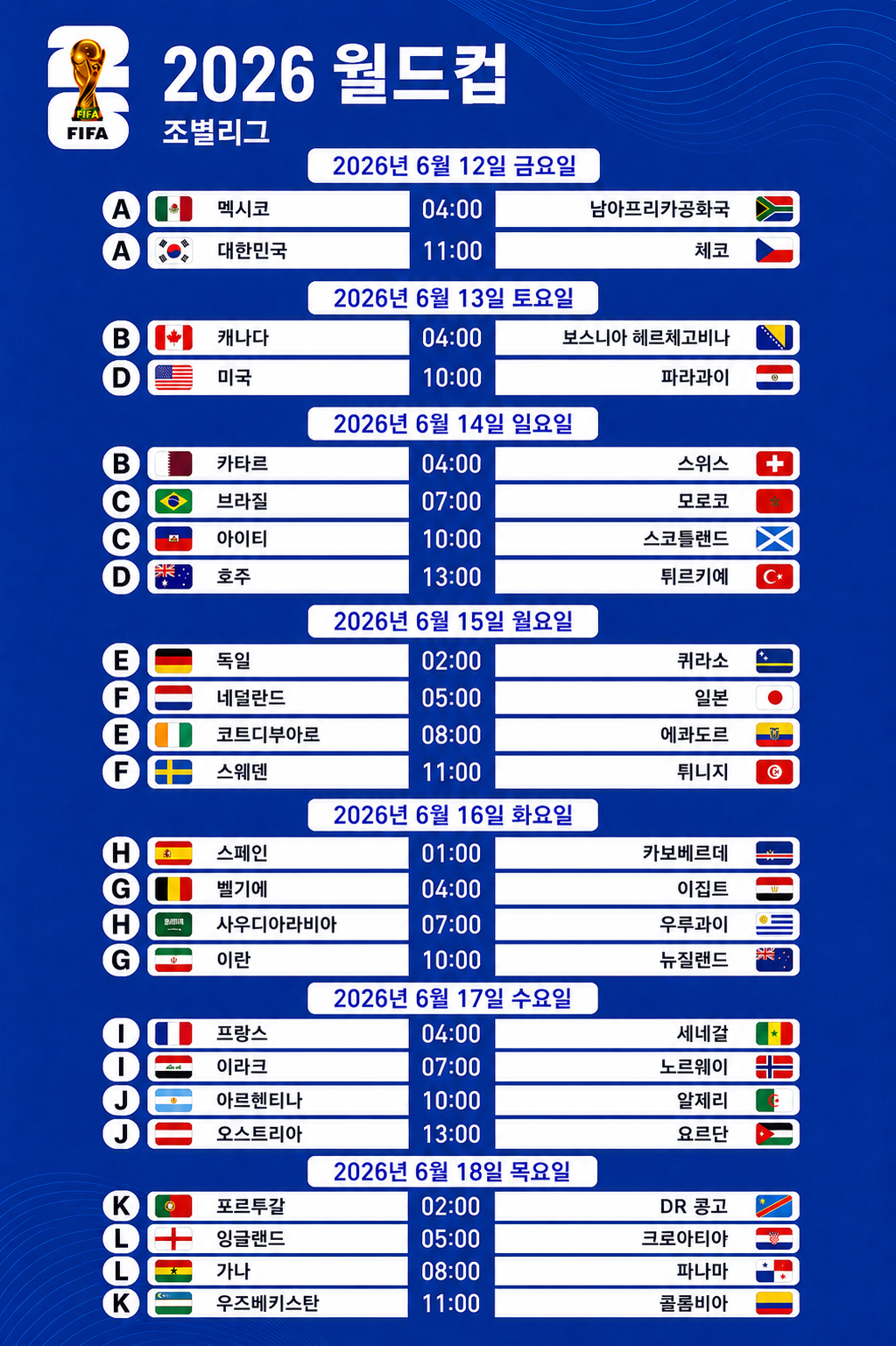 2026 월드컵 일정입니다 1