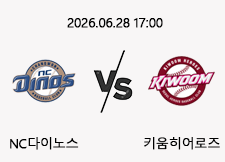 06/28 17:00 경기 KBO #연장포함# NC다이노스 (-2.5) vs 키움히어로즈 1