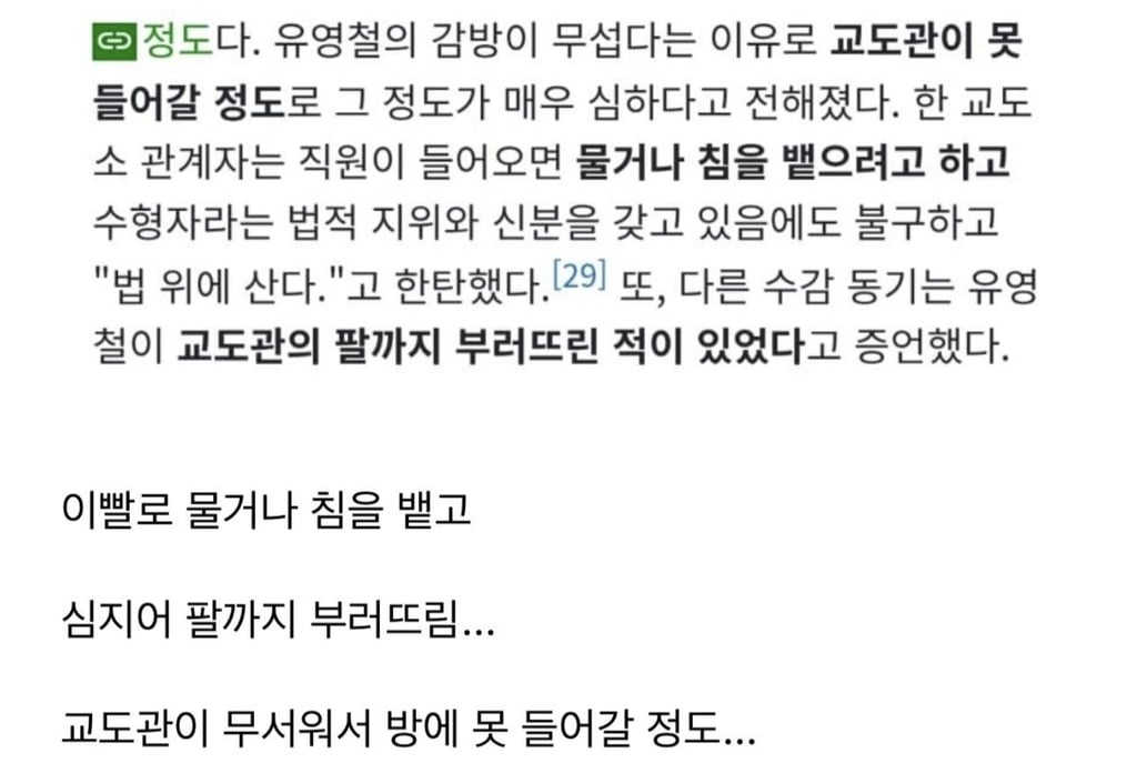 유영철이 더이상 교도소에서 못깝치게된 이유 6