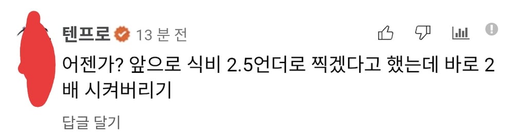 식비 2.5 안더는 무슨소리임ㅋㅋ