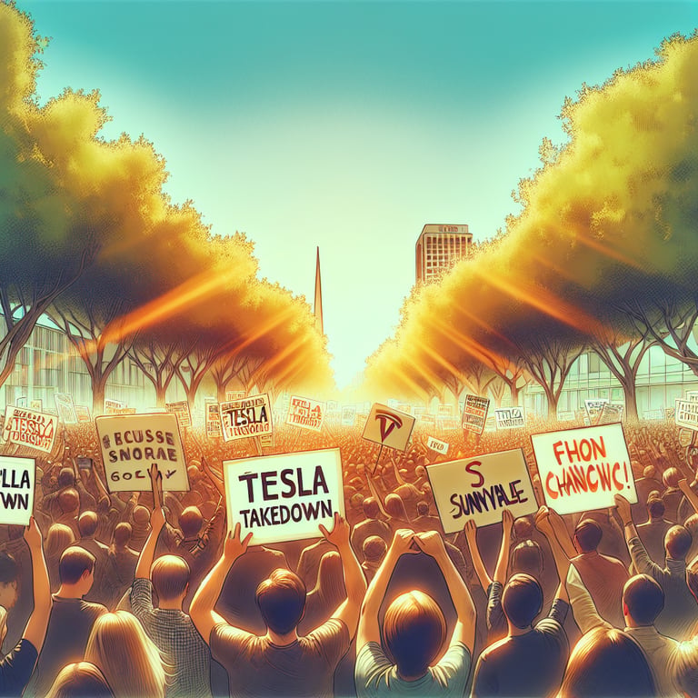 Sunnyvale Protests Ignite 'Tesla Takedown' Movement Against Musk and Trump