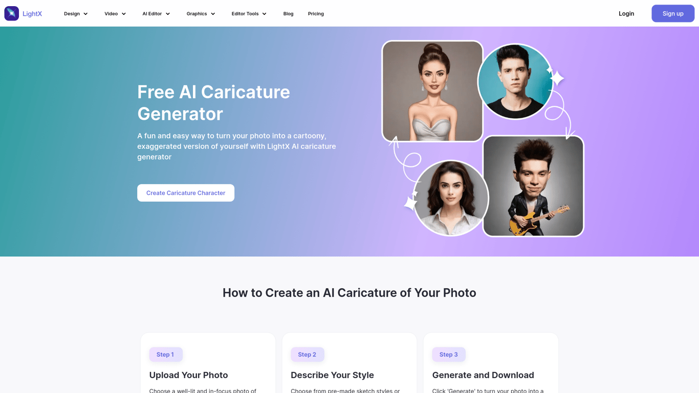 AI Caricature Generator By LightX