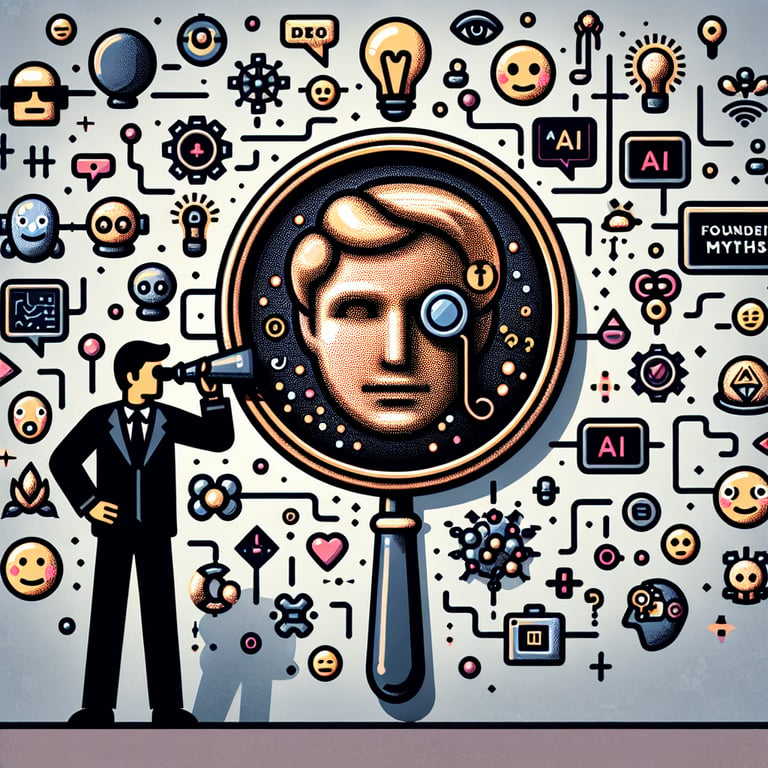 Emoji Spiegel: Aravind Srinivas Challenges AI Founder Myths with a Monocle!