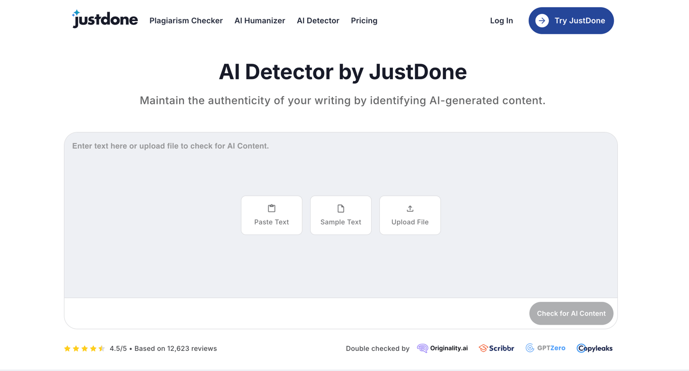 Thumbnail image for Justdone AI Detector