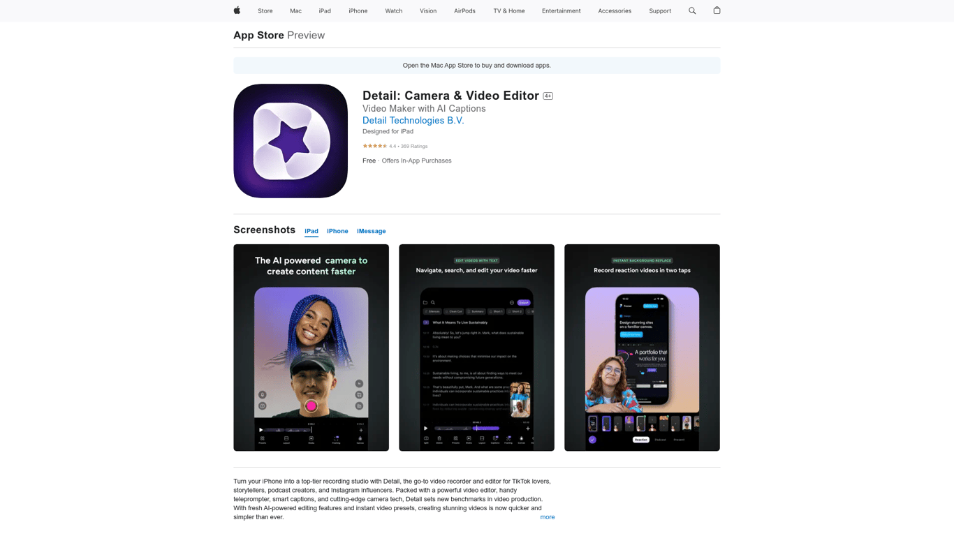 Detail: Video Camera & Editor