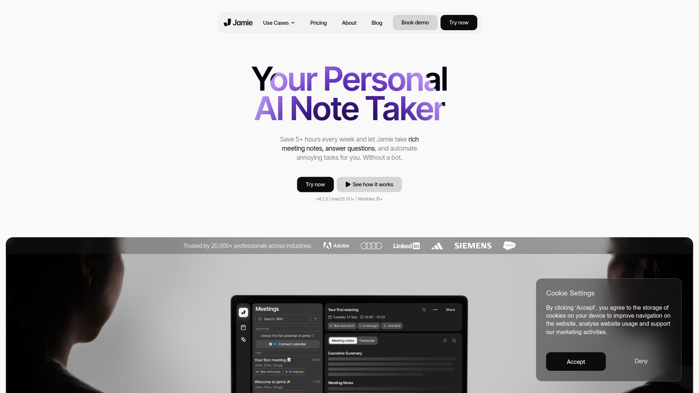 Thumbnail image for jamie - AI Notetaker for Meeting Notes & Automated Ac...