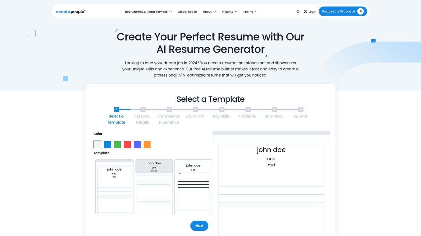 Thumbnail image for Free AI Resume Generator