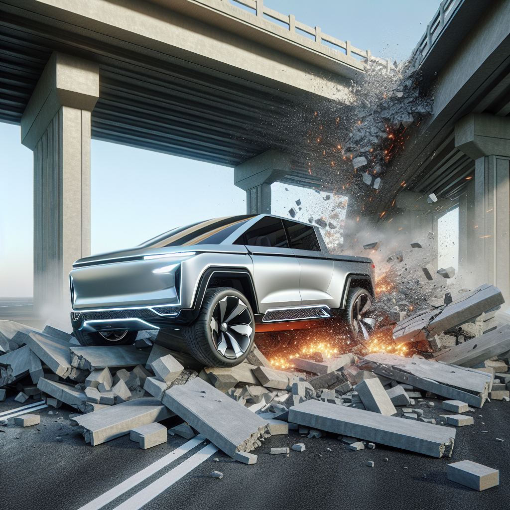 Oh No, Cybertruck! Tesla's Titanic Truck Collides with Overpass!