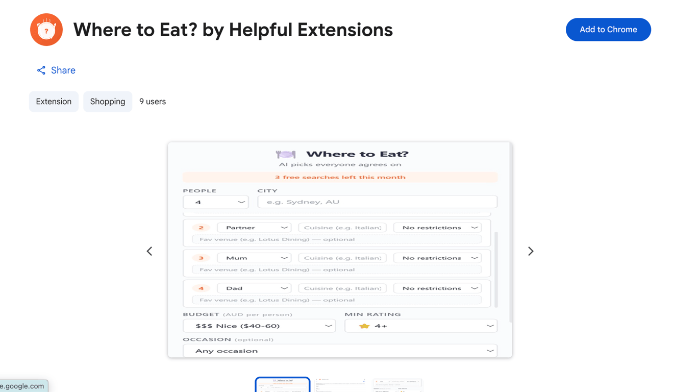 Where to Eat? by Helpful Extensions