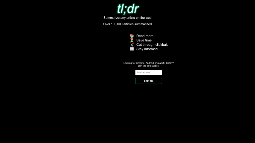 Thumbnail image for Tldr AI Summarizer