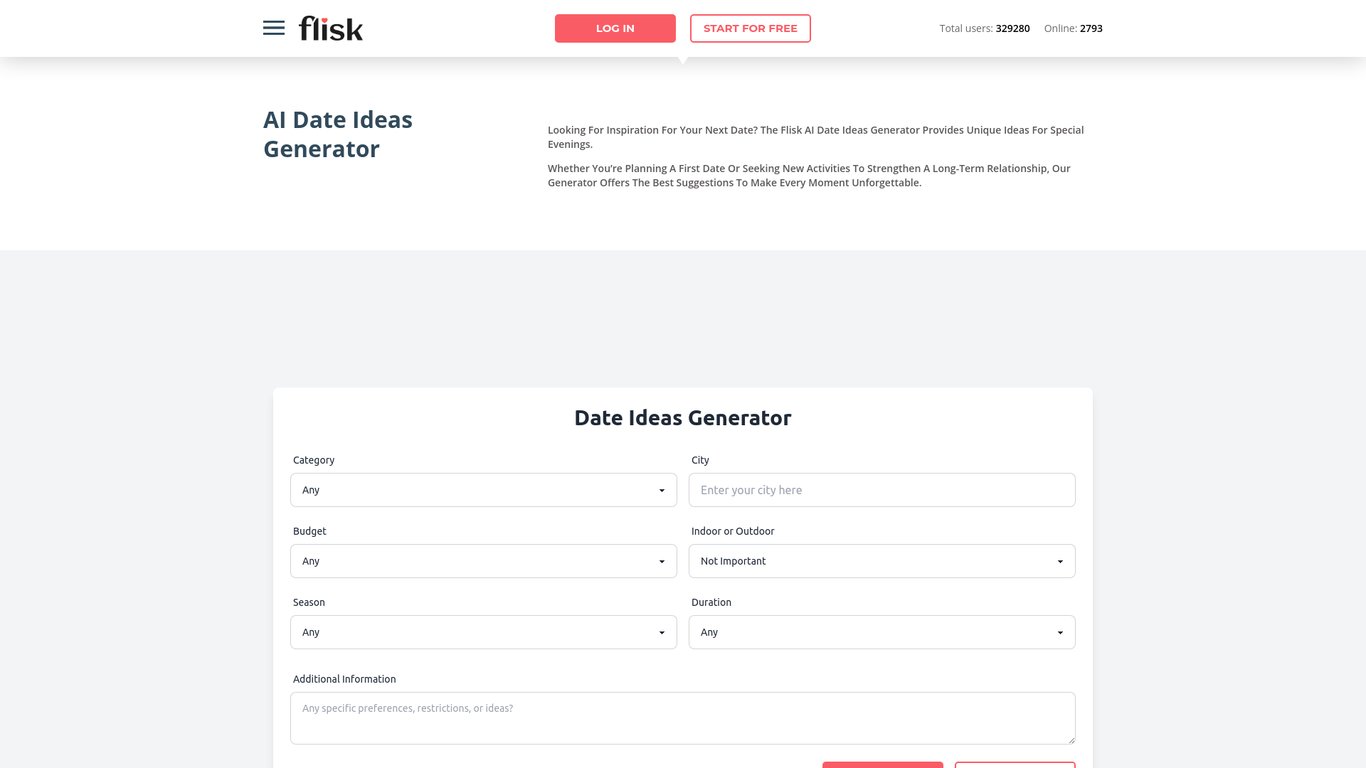 AI Date Ideas Generator - Flisk